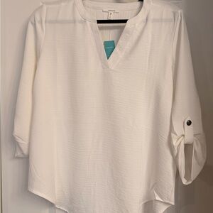Maurices Cream Blouse with Roll-Up Sleeves
